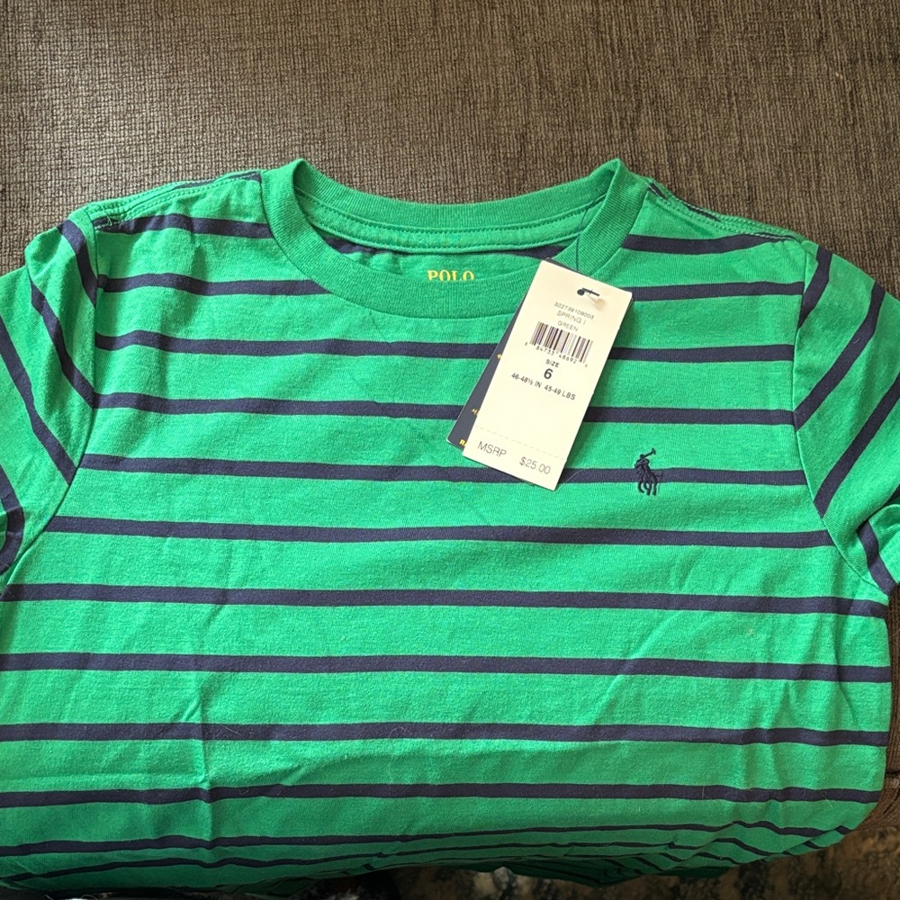 Polo by Ralph Lauren Green Striped Kids T-Shirt